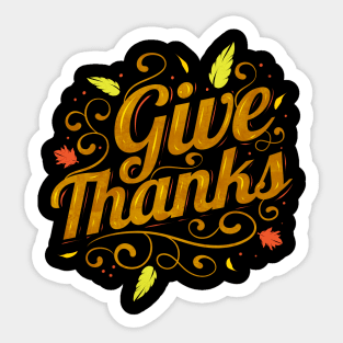 Give Thanks Logo For Thanksgiving Sticker